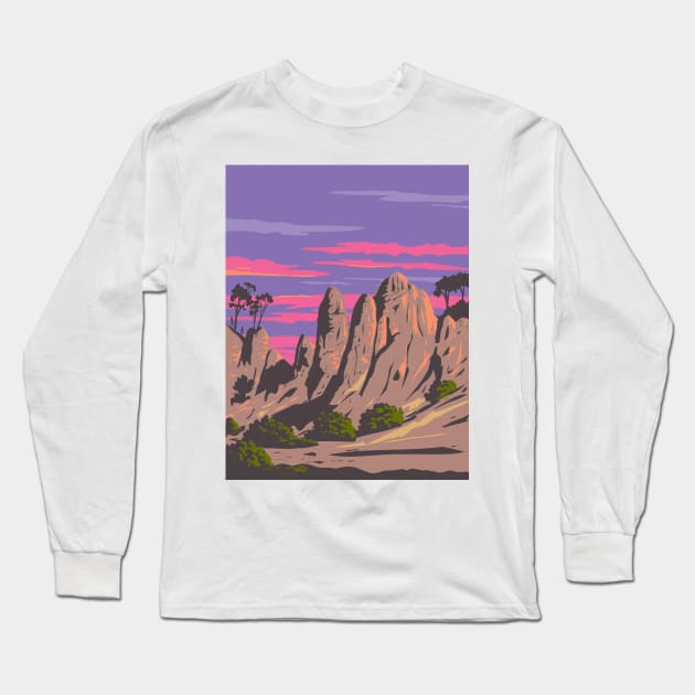 Rock Formations at Pinnacles National Park in California WPA Poster Art Long Sleeve T-Shirt by retrovectors